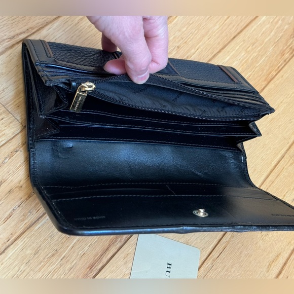 Burberry Prosum  bronze Metallic Navy Suade Leather Luxury Wallet Rare Vintage - Picture 7 of 16